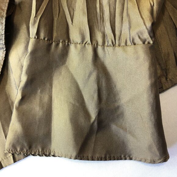 Sunny Leigh Blouse Women 4 Bronze Accordion Ruffle Wrap Flare Cuffs Formal Top - Picture 7 of 12